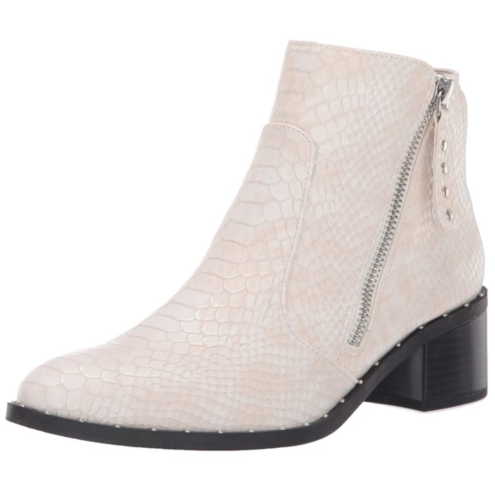 White snake skin booties
